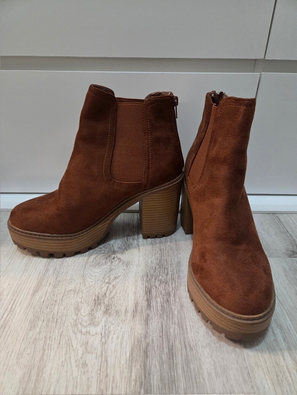 Chunky Platform Brown Ankle Boots